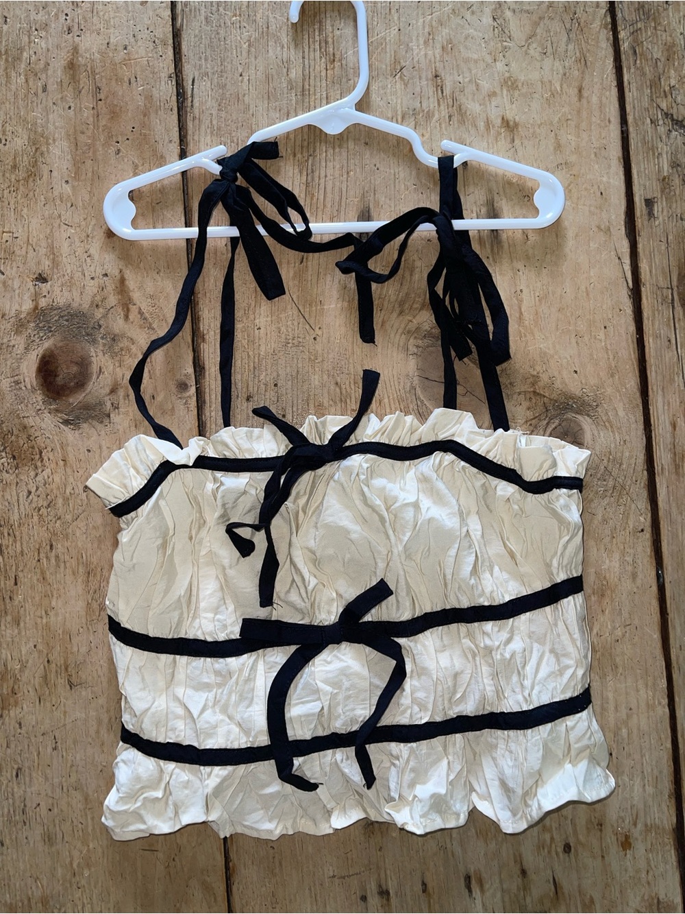 Zara Cream Camisole with Black Ribbon Trim